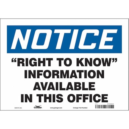 Condor Safety Sign, 10 in x 14 in, Vinyl 476H41