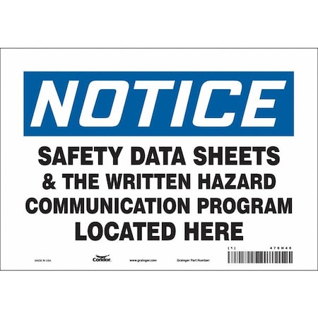 Condor Safety Sign, 7 in Height, 10 in Width, Vinyl, Vertical Rectangle, English, 476H46 476H46