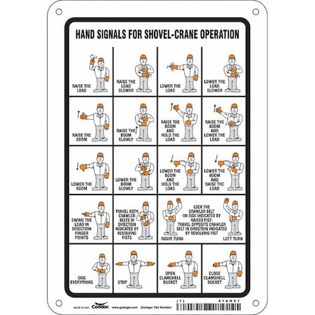 Condor Safety Sign, 10 in Height, 7 in Width, Aluminum, Horizontal Rectangle, English, 476H61 476H61