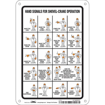 Condor Safety Sign, 10 in Height, 7 in Width, Polyethylene, Horizontal Rectangle, English, 476H63 476H63