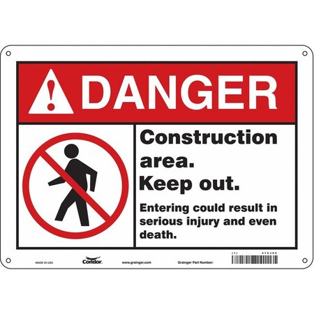 Condor Safety Sign, 10 in Height, 14 in Width, Vinyl, Horizontal Rectangle, English, 476J92 476J92