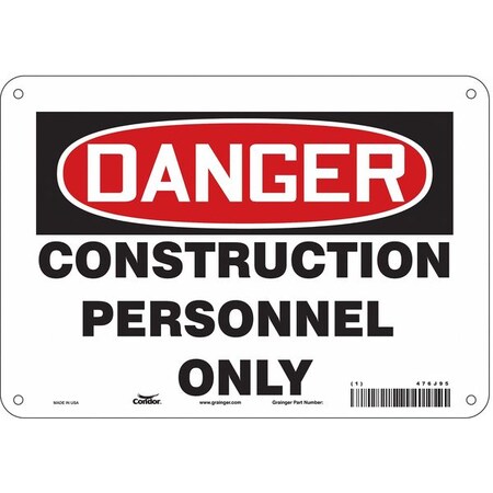 Condor Safety Sign, 7 in Height, 10 in Width, Polyethylene, Vertical Rectangle, English, 476J95 476J95