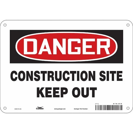 Condor Safety Sign, 7 in Height, 10 in Width, Aluminum, Vertical Rectangle, English, 476J99 476J99