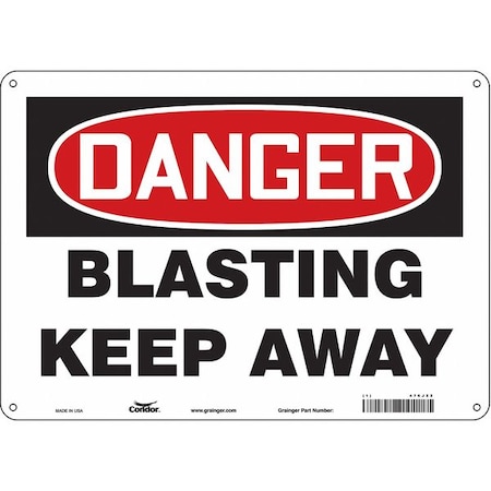 Condor Danger, BLASTING KEEP AWAY, 14 in W x 10 in H, Horizontal Rectangle, Aluminum, 476J22 476J22