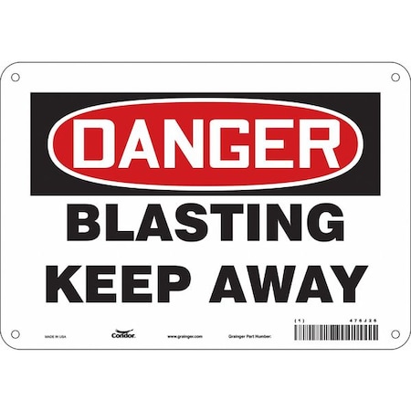 Condor Danger, BLASTING KEEP AWAY, 10 in W x 7 in H, Vertical Rectangle, Polyethylene, 476J26 476J26