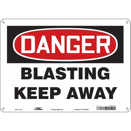 Condor Danger, BLASTING KEEP AWAY, 14 in W x 10 in H, Horizontal Rectangle, Polyethylene, 476J27 476J27