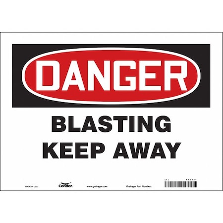 Condor Danger, BLASTING KEEP AWAY, 14 in W x 10 in H, Horizontal Rectangle, Vinyl, 476J31 476J31