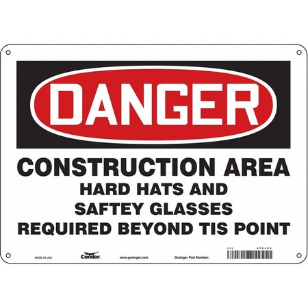Condor Safety Sign, 10 in Height, 14 in Width, Aluminum, Horizontal Rectangle, English, 476J50 476J50