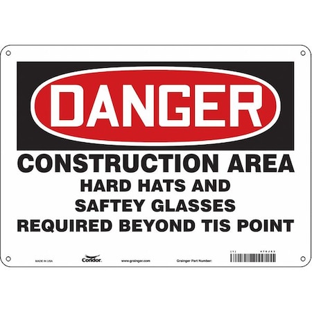 Condor Safety Sign, 10 in Height, 14 in Width, Polyethylene, Horizontal Rectangle, English, 476J53 476J53