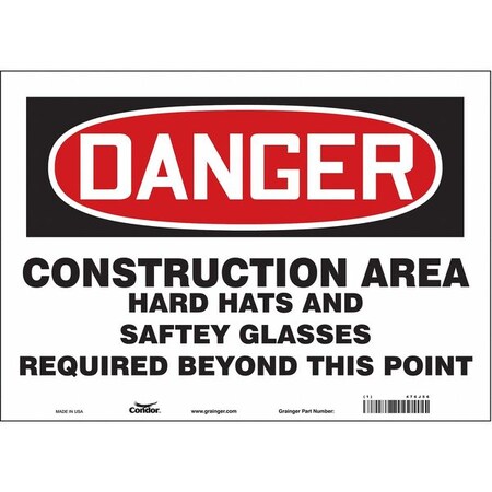 Condor Safety Sign, 10 in Height, 14 in Width, Vinyl, Horizontal Rectangle, English, 476J56 476J56