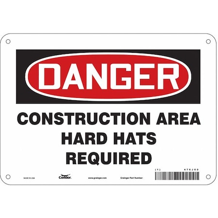 Condor Safety Sign, 7 in Height, 10 in Width, Polyethylene, Vertical Rectangle, English, 476J60 476J60