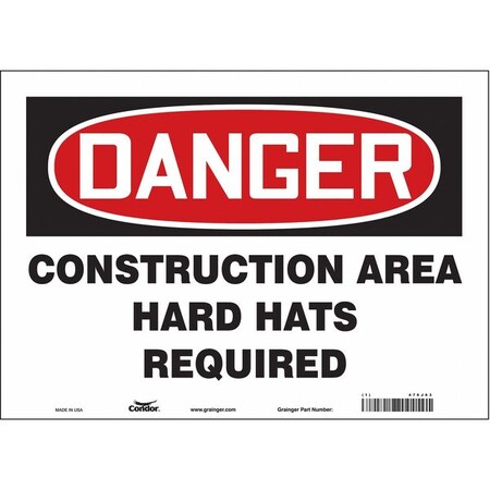 Condor Safety Sign, 10 in Height, 14 in Width, Vinyl, Horizontal Rectangle, English, 476J63 476J63
