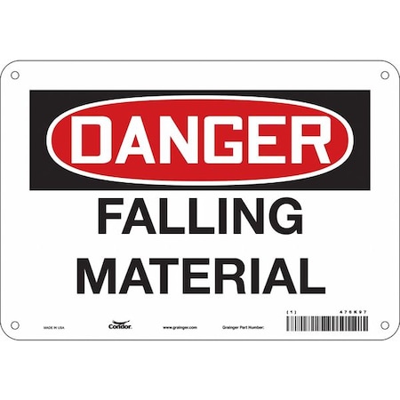 Condor Danger, FALLING MATERIAL, 10 in W x 7 in H, Vertical Rectangle, Polyethylene, 476K97 476K97
