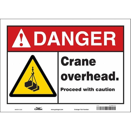 Condor Safety Sign, 10 in Height, 14 in Width, Vinyl, Horizontal Rectangle, English, 476K72 476K72