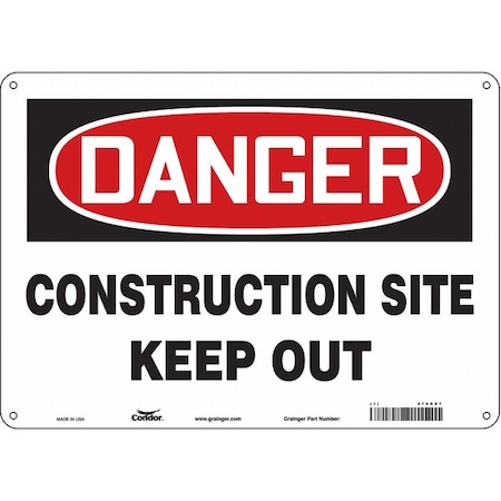 Condor Safety Sign, 10 in Height, 14 in Width, Vinyl, Horizontal Rectangle, English, 476K07 476K07