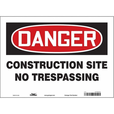 Condor Safety Sign, 10 in Height, 14 in Width, Vinyl, Horizontal Rectangle, English, 476K20 476K20