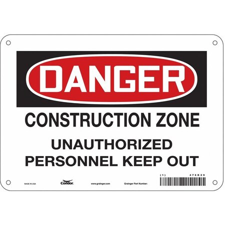 Condor Safety Sign, 7 in Height, 10 in Width, Polyethylene, Vertical Rectangle, English, 476K29 476K29