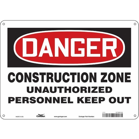 Condor Safety Sign, 10 in Height, 14 in Width, Polyethylene, Horizontal Rectangle, English, 476K30 476K30