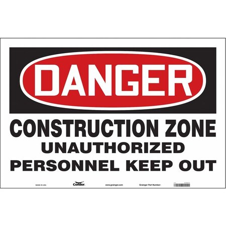 Condor Safety Sign, 24 in H, 36 in W, Vinyl, Horizontal Rectangle, English, 476K34 476K34