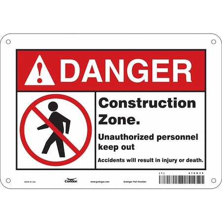 Condor Safety Sign, 7 in Height, 10 in Width, Aluminum, Vertical Rectangle, English, 476K35 476K35