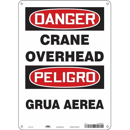 Condor Safety Sign, 14 in Height, 10 in Width, Aluminum, Vertical Rectangle, English, Spanish, 476K62 476K62
