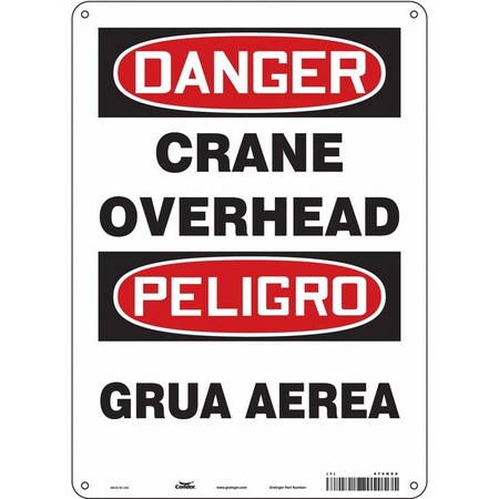 Condor Safety Sign, 14 in Height, 10 in Width, Polyethylene, Vertical Rectangle, English, Spanish, 476K64 476K64
