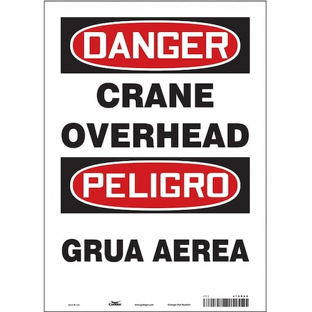 Condor Safety Sign, 14 in Height, 10 in Width, Vinyl, Vertical Rectangle, English, Spanish, 476K66 476K66