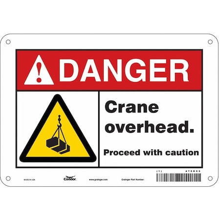 Condor Safety Sign, 7 in Height, 10 in Width, Polyethylene, Vertical Rectangle, English, 476K69 476K69