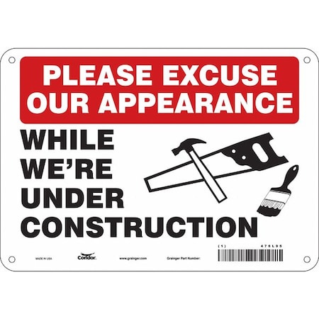 Condor Safety Sign, 7 in Height, 10 in Width, Polyethylene, Vertical Rectangle, English, 476L95 476L95