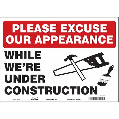 Condor Safety Sign, 10 in Height, 14 in Width, Vinyl, Horizontal Rectangle, English, 476L98 476L98