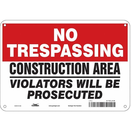 Condor Safety Sign, 7 in Height, 10 in Width, Aluminum, Vertical Rectangle, English, 476L99 476L99