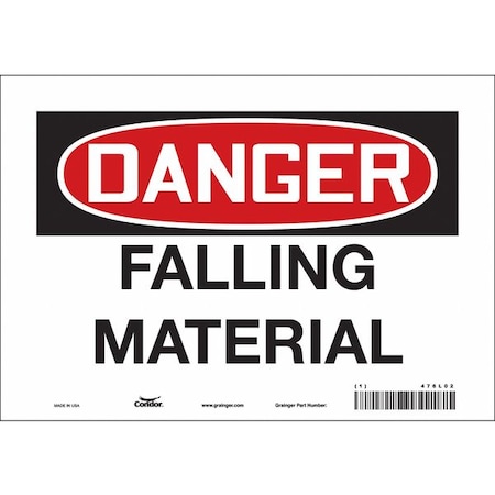 Condor Danger, FALLING MATERIAL, 10 in W x 7 in H, Vertical Rectangle, Vinyl, 476L02 476L02