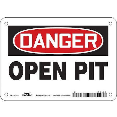 Condor Danger, OPEN PIT, 7 in W x 5 in H, Horizontal Rectangle, Aluminum 476L31