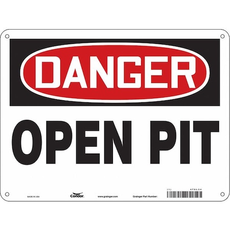 Condor Danger, OPEN PIT, 24 in W x 18 in H, Horizontal Rectangle, Aluminum 476L34
