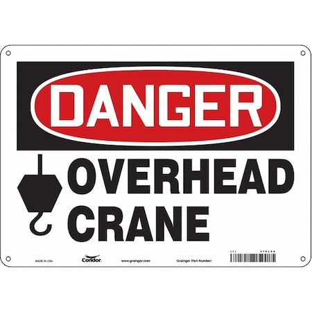 Condor Danger, OVERHEAD CRANE, 14 in W x 10 in H, Horizontal Rectangle, Aluminum, 476L58 476L58