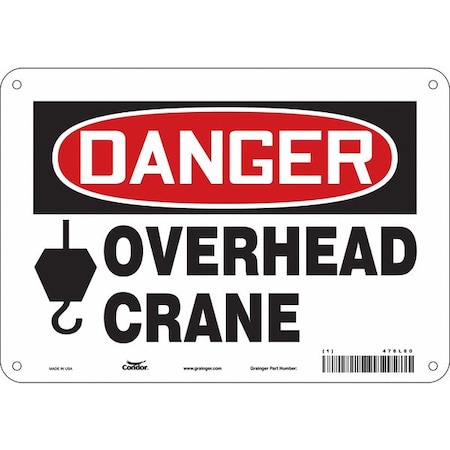 Condor Danger, OVERHEAD CRANE, 10 in W x 7 in H, Vertical Rectangle, Polyethylene, 476L60 476L60