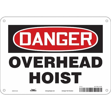 Condor Danger, OVERHEAD HOIST, 10 in W x 7 in H, Vertical Rectangle, Aluminum, 476L66 476L66