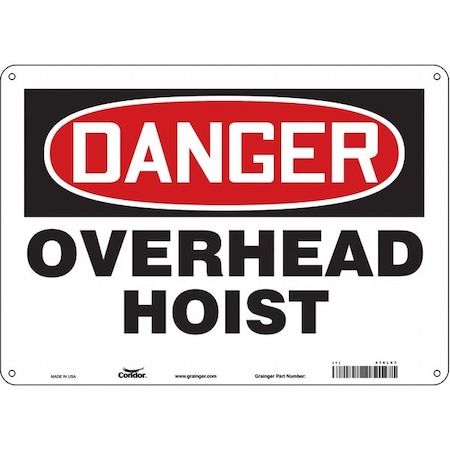 Condor Danger, OVERHEAD HOIST, 14 in W x 10 in H, Horizontal Rectangle, Aluminum, 476L67 476L67