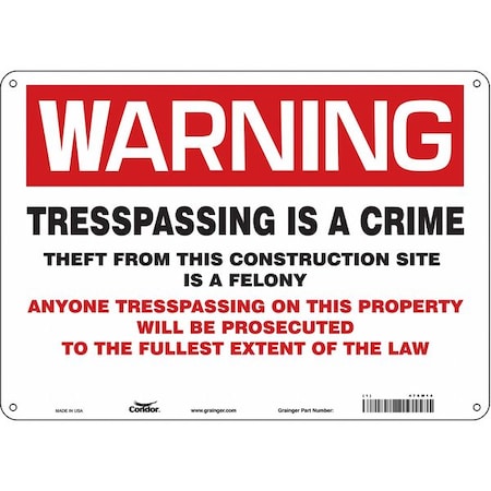 Condor Safety Sign, 10 in Height, 14 in Width, Aluminum, Horizontal Rectangle, English, 476M14 476M14