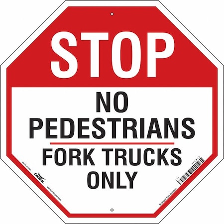 Condor Stop No Pedestrians Sign, 24" W, 24" H, Aluminum, Red, White 476N13