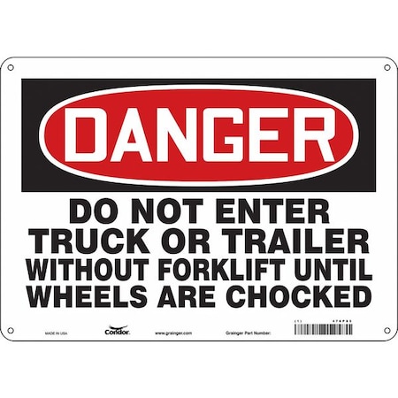Condor Safety Sign, 10 in Height, 14 in Width, Polyethylene, Horizontal Rectangle, English, 476P85 476P85