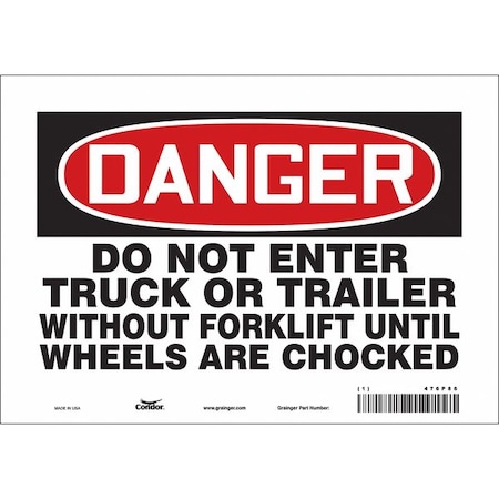 Condor Safety Sign, 7 in Height, 10 in Width, Vinyl, Vertical Rectangle, English, 476P86 476P86