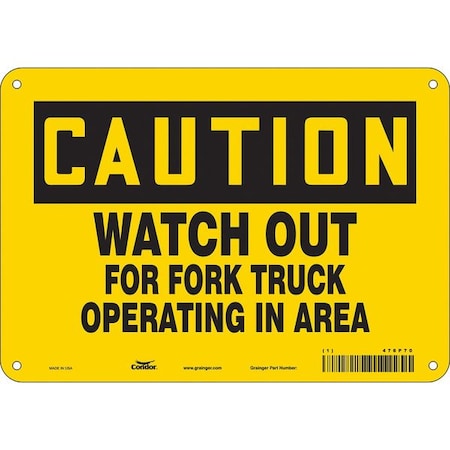 Condor Safety Sign, 7 in Height, 10 in Width, Polyethylene, Vertical Rectangle, English, 476P70 476P70