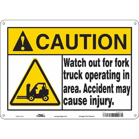 Condor Safety Sign, 10 in Height, 14 in Width, Polyethylene, Horizontal Rectangle, English, 476P79 476P79