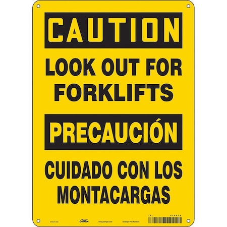 Condor Safety Sign, 14 in Height, 10 in Width, Polyethylene, Vertical Rectangle, English, Spanish, 476P19 476P19