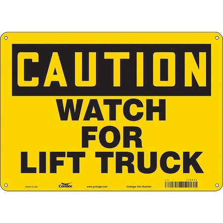 Condor Safety Sign, 10 in Height, 14 in Width, Aluminum, Horizontal Rectangle, English, 476P33 476P33