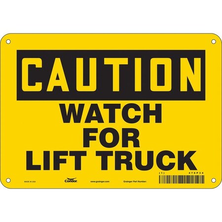 Condor Safety Sign, 7 in Height, 10 in Width, Polyethylene, Vertical Rectangle, English, 476P34 476P34