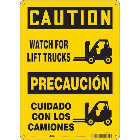 Condor Safety Sign, 14 in Height, 10 in Width, Polyethylene, Vertical Rectangle, English, Spanish, 476P52 476P52