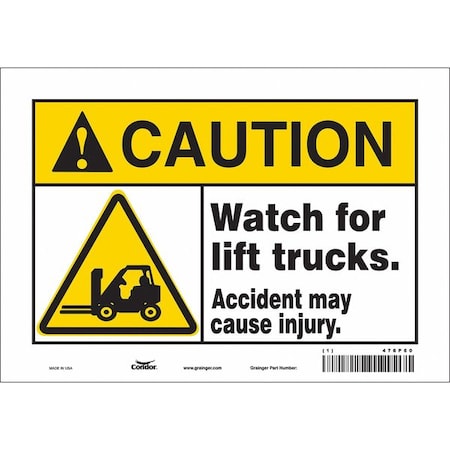 Condor Safety Sign, 7 in Height, 10 in Width, Vinyl, Vertical Rectangle, English, 476P60 476P60