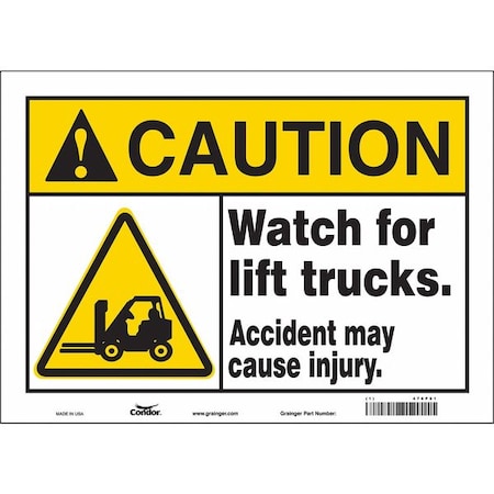 Condor Safety Sign, 10 in Height, 14 in Width, Vinyl, Horizontal Rectangle, English, 476P61 476P61